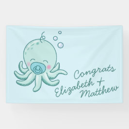 Lona Cuto pulpo Baby Shower Kawaii Blue Boy