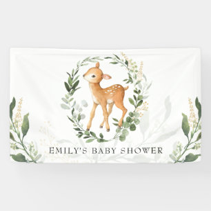 Lona Cuto Woodland Deer Greenery Gold Baby Shower