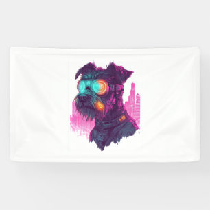 Lona Cyberpunk Schnauzer - Perro neón futurista