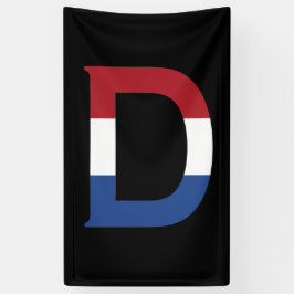 Lona D Monograma sobrepuesto en la bandera de la LND en