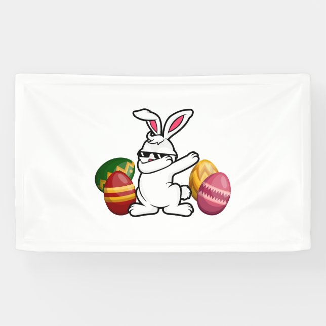 Lona Dabbing Easter Bunny Bunny Feliz Pascua (Horizontal)