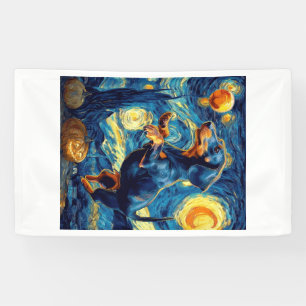 Lona Dachshund de la noche estrellada de van gogh hallo