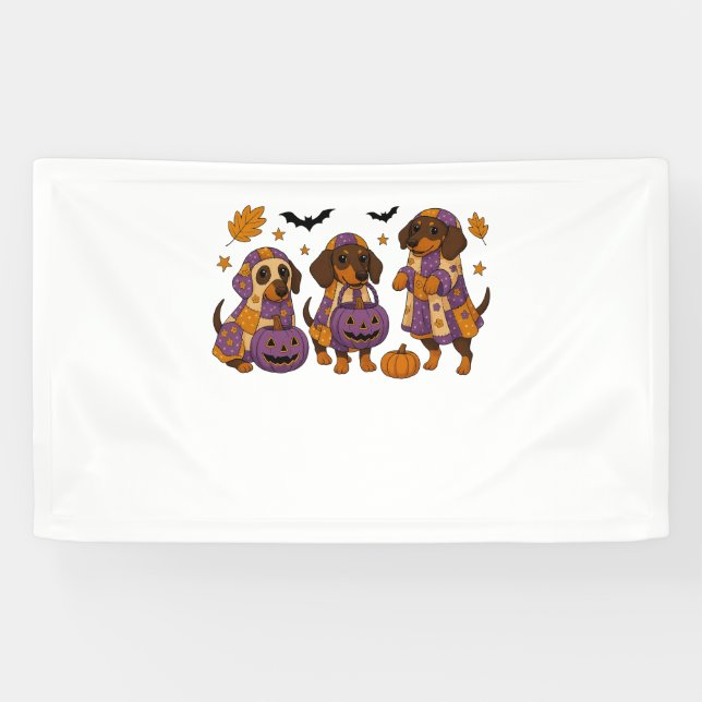 Lona Dachshund Dog Ghost Halloween (Horizontal)