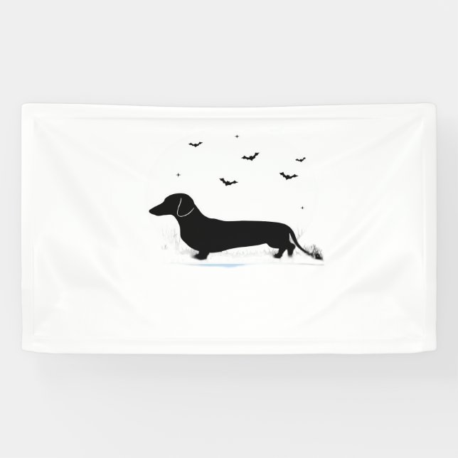 Lona Dachshund Dog - Halloween Moon Silhouette Classic (Horizontal)