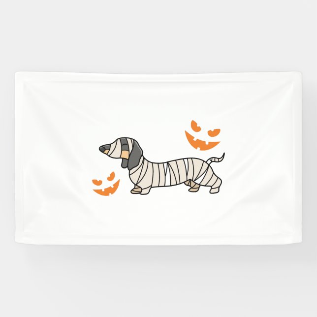 Lona Dachshund Perro Halloween Candy Corn Luna llena (Horizontal)