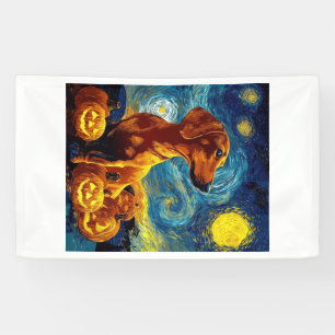 Lona Dachshund Rojo de la noche estrellada de van gogh