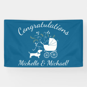 Lona Dachshund Wiener Dog Baby Shower Blue Boy