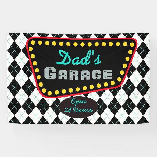 Lona Dad's Garage Sign Banner Gift (Horizontal)