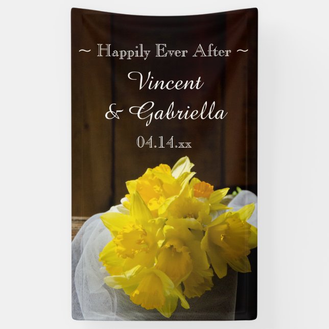 Lona Daffodils rústicos y bodas rurales de madera de gr (Vertical)