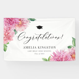 Lona Dahlia Rosa Botánica Felicitaciones Graduación
