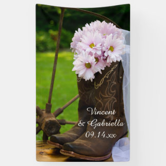 Lona Daisies Rusticos Rosa Boots Boda Occidental
