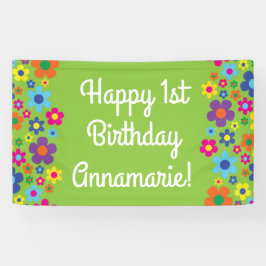 Lona Daisy Flowers Cute colorido Fiesta del primer cump