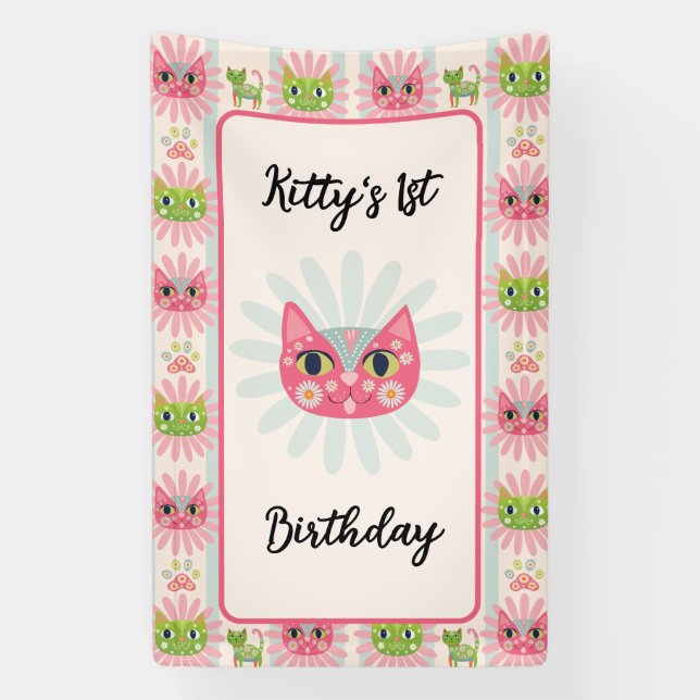 Lona Daisy Kitty Cat Birthday (Vertical)