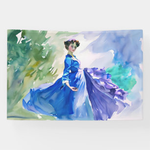 Lona Dama en vestido azul - Pintura en acuarela