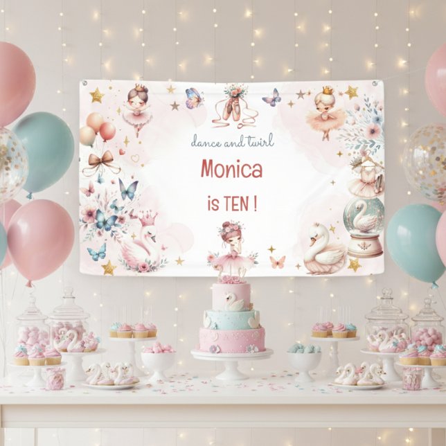 Lona Dance and twirl cute ballerina ballet kid birthday (Subido por el creador)