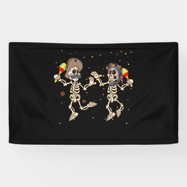Lona Dancing Skull Dead Day Women Dia De Los Muertos (Horizontal)