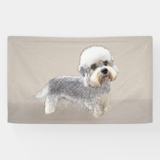 Lona Dandie Dinmont Terrier Pintura Original De Perro (Horizontal)