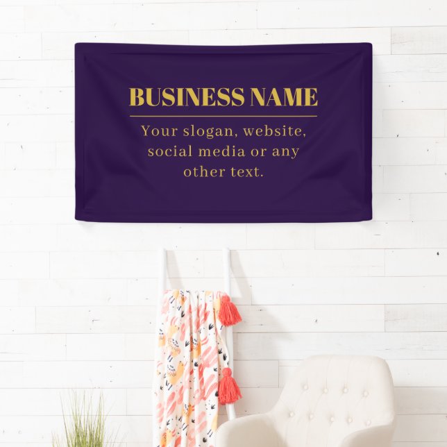 Lona Dark Purple & Gold Business Name o Greet (In situ)