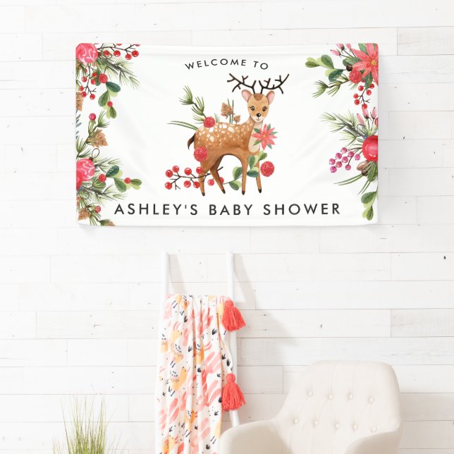 Lona Darling Reindeer | Bienvenida a Baby Shower de nav (In situ)