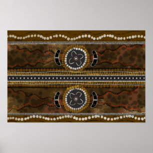 Lona de arte aborigen - reunión de la comida de