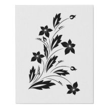 Lona de arte blanco y negro de la flor