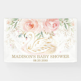 Lona  de cisnes florales rosados Baby Shower Aniversari