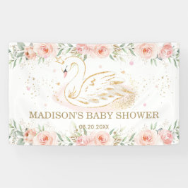 Lona  de cisnes florales rosados Baby Shower Aniversari