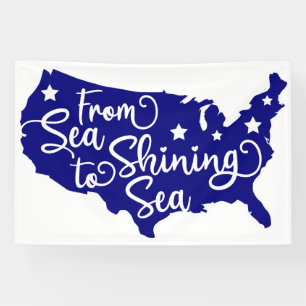 Lona De mar a mar brillante - Patriotic USA Map Art