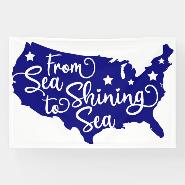 Lona De mar a mar brillante - Patriotic USA Map Art (Horizontal)