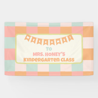 Lona De vuelta al aula escolar Maestra Groovy Retro