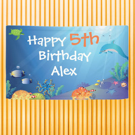 Lona Debajo del mar Niños felices cumpleaños