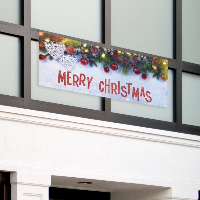 Lona Decoración de invierno Ornamentos Feliz Navidad al (Edificio exterior)
