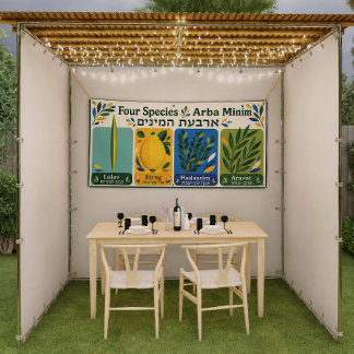 Lona Decoración de Sukkah Arba Minim, Cuatro Especies S