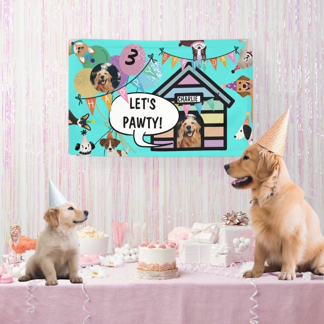 Lona Decoración del banner del Partido del Cumpleaños d (Dog Party banner)