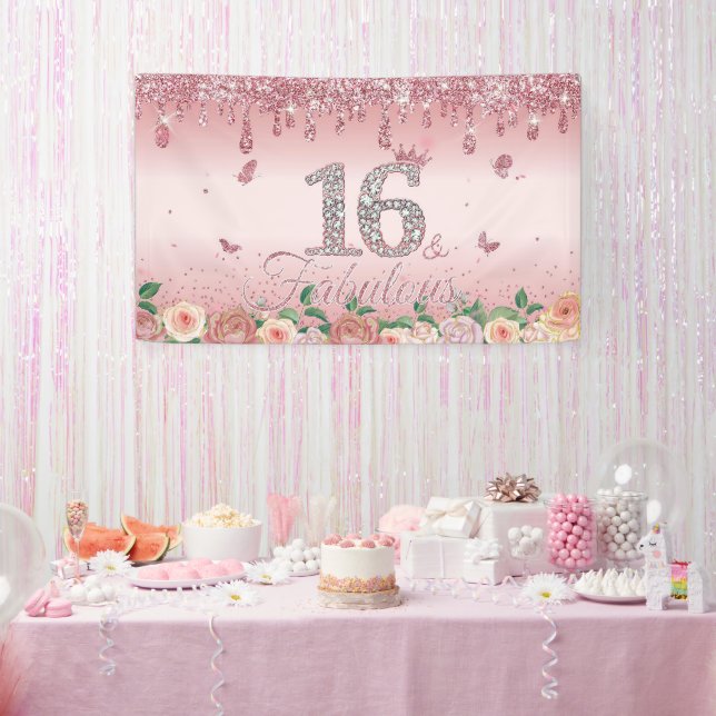 Lona Decoraciones para Cumpleaños 16 Dulces para Chicas (Fiesta)