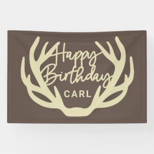 Lona Deer antlers Happy Birthday personalizado