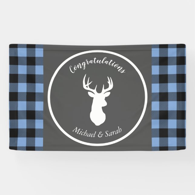 Lona Deer Hunding Lodge Baby Shower Antlers Boy Blue (Horizontal)