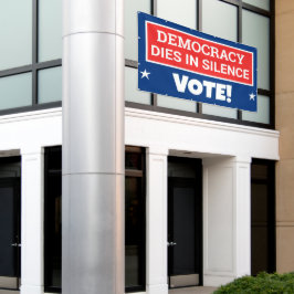 Lona Democracia muere en silencio cartel de VOTO