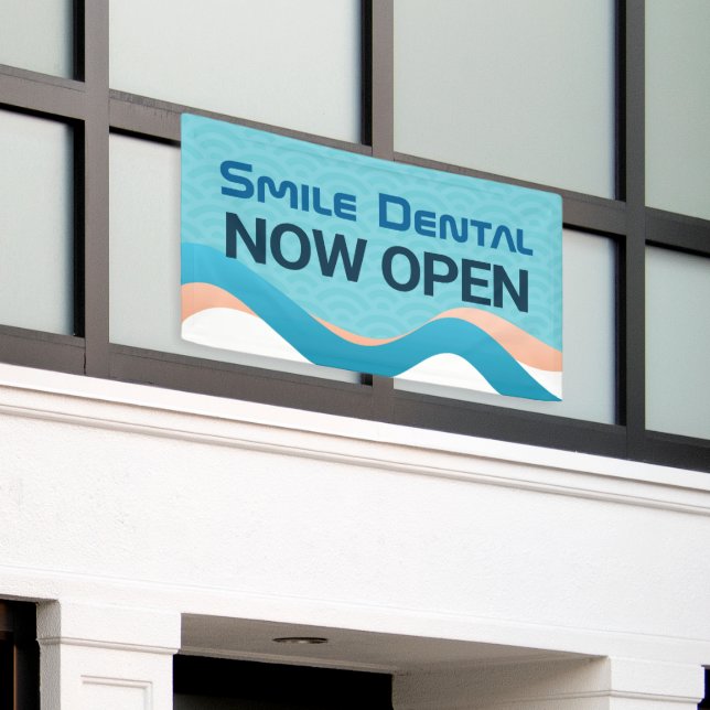 Lona Dental Clinic Dentist Now Open Banner Rótulo (Edificio exterior)
