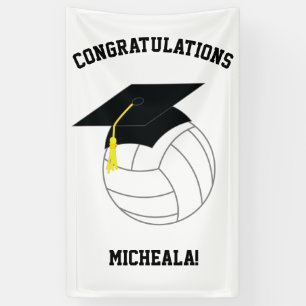 Lona Deporte de graduación de voleibol blanco negro