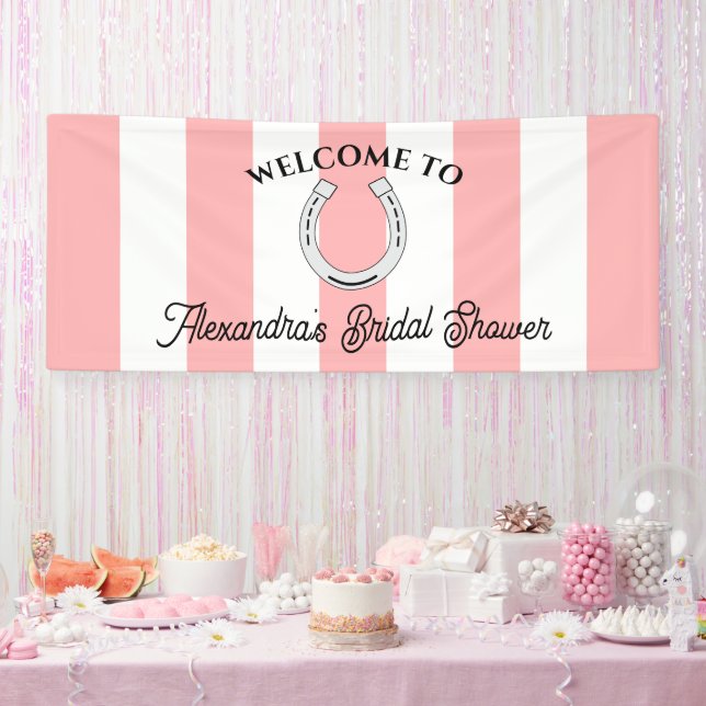 Lona Derby Bridal Shower Pink Stripes Horseshoe Bienven (Fiesta)
