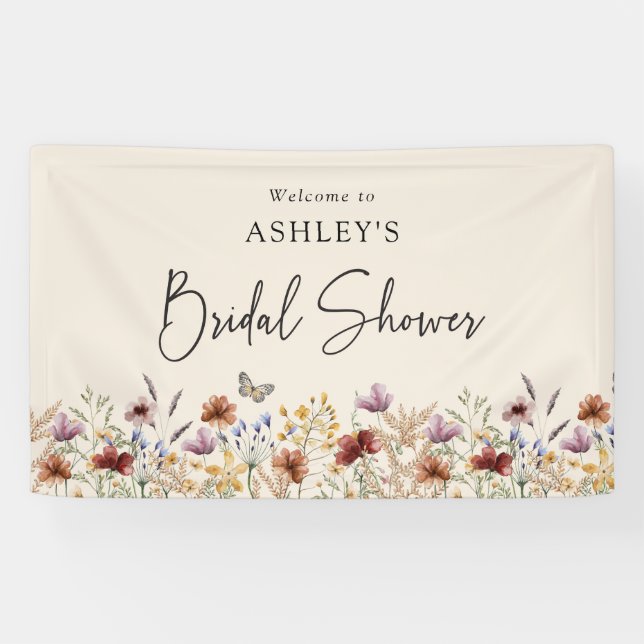 Lona Despedida de soltera con flores silvestres (Horizontal)