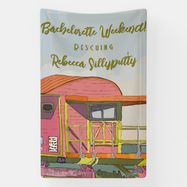 Lona Despedida de soltera con torre de salvavidas rosa (Vertical)