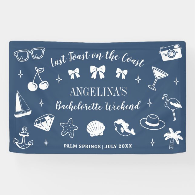 Lona Despedida de soltera en la playa Último brindis en (Horizontal)