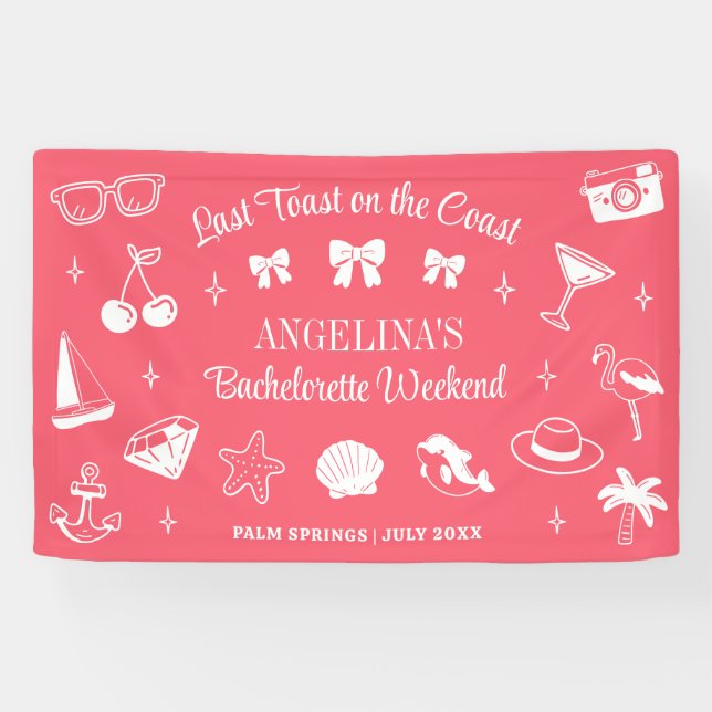 Lona Despedida de soltera en la playa Último brindis ro (Horizontal)