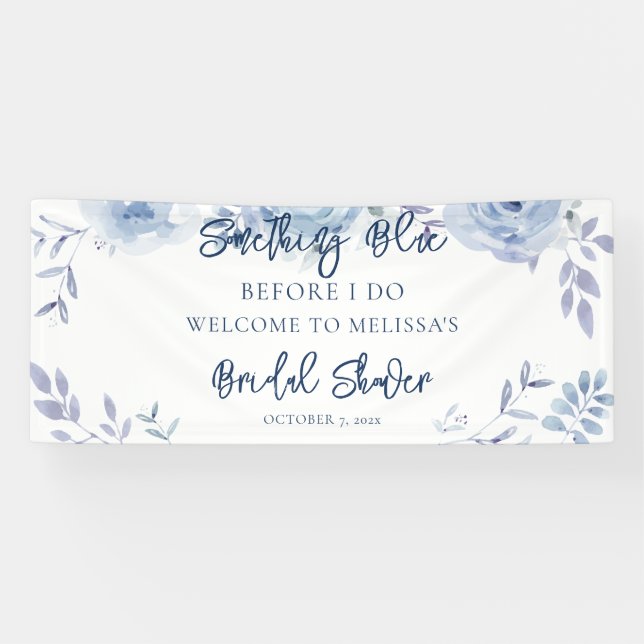 Lona Despedida de soltera "Something Blue" con letra fl (Horizontal)