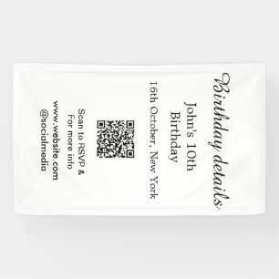 Lona Detalles de cumpleaños escaneo QR cumpleaños 10 añ