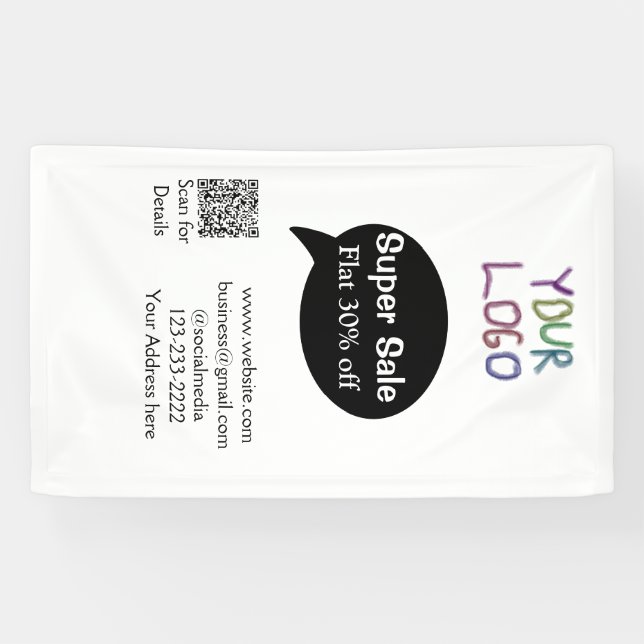 Lona detalles del código QR del análisis de descuento c (Horizontal)