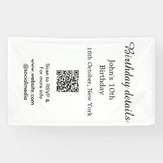 Lona Detalles del cumpleaños 10.º escaneo de cumpleaños