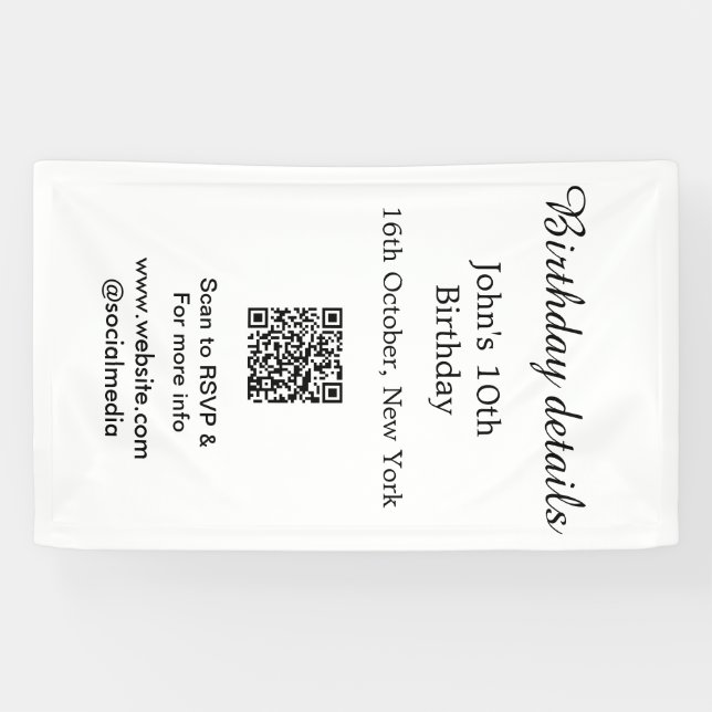 Lona Detalles del cumpleaños 10.º escaneo de cumpleaños (Horizontal)